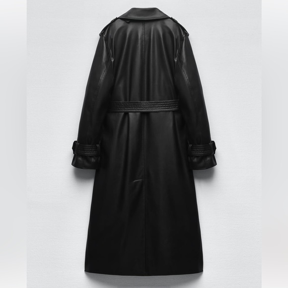 ZARA BELTED FAUX LEATHER TRENCH - Picture 6 of 8